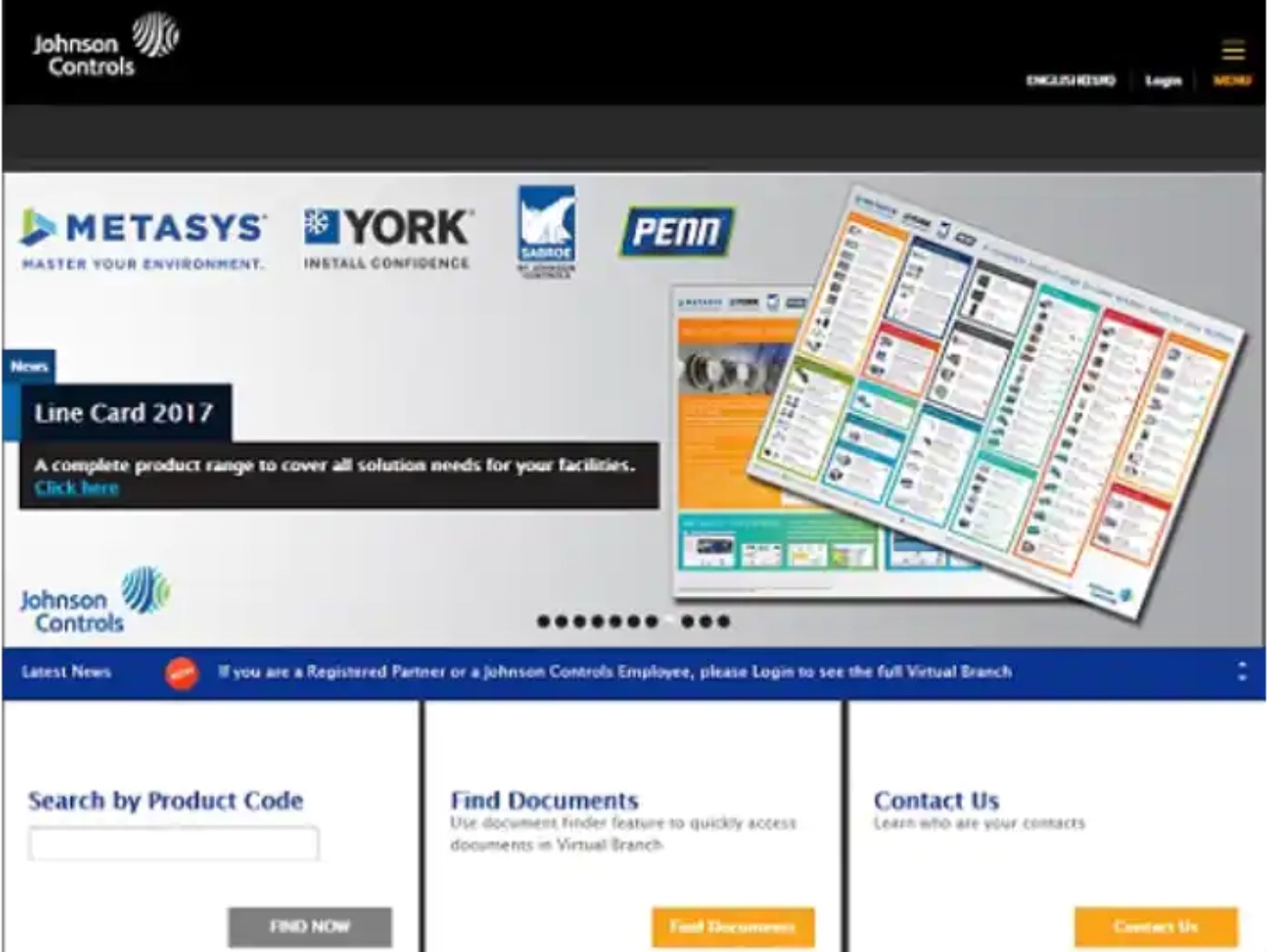 Johnson Controls' dedicated eCatalog website